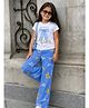 Nap Chief Cotton Half Sleeve Mood In Paris Printed Relaxed Fit T-Shirt And Trouser Set - White
