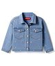 Babyhug Full Sleeves Denim Jacket with Pockets & Heart Print - Light Blue