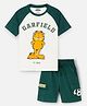 Nap Chief Pure Cotton Knit Garfield Featuring Half Raglan Sleeves Character Printed Tee & Cargo Shorts Set - White