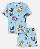 Nap Chief Pure Cotton Knit Paw Patrol Featuring Half Sleeve Characters Printed Coordinating Tee & Shorts Set - Sky Blue