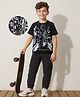 OLLINGTON ST. Cotton Half Sleeves Printed  T-Shirts  & Joggers Set -  Black