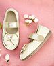 Chiu Bow Applique Detailed With Velcro Closure Mary Jane Ballerinas - Cream