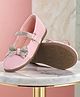 Chiu Diamond Embellished Bow Applique Detailed With Velcro Closure Mary Jane Ballerinas - Pink
