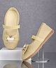 Chiu Bow Applique With Ears Patch Detailed Closure Mary Jane Ballerinas - Cream