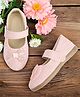 Chiu Stones  Embellished Gift Knot Bow Applique Detailed With Velcro Closure Mary Jane Ballerinas - Pink