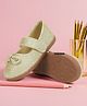 Chiu Stones Embellished Bow Applique Detailed With Velcro Closure Glittered Mary Jane Ballerinas- Gold