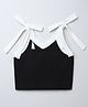 Taffykids Knit Sleeveless Textured Shoulder Tie Up Crop Top - Black & White