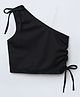Taffykids Knit Sleeveless One Shoulder Solid Crop Top - Black