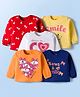 Doodle Poodle 100% Cotton Knit Full Sleeves T-Shirts With Heart & Bow Print Pack of 5 - Orange Red & Navy Blue