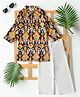 Bella Moda Cotton Woven Full Sleeves Ethnic Motif Printed Kurta  Pyjama Set - Yellow