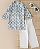 Bella Moda Cotton Woven Full Sleeves Leaves & Floral Printed Kurta Pyjama Set - Blue