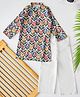 Bella Moda Cotton Woven Full Sleeves Floral Printed Kurta Pyjama Set - Multi Colour