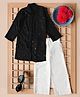 Bella Moda Cotton Woven Full Sleeves Sequins Embellished & Floral Embroidered Kurta Pyjama Set - Black