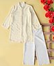 Bella Moda Cotton Woven Full Sleeves Sequins Embellished & Floral Embroidered Kurta Pyjama Set - White