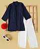 Bella Moda Cotton Woven Full Sleeves Sequins Embellished & Floral Embroidered Kurta Pyjama Set - Blue