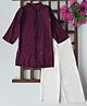 Bella Moda Cotton Woven Full Sleeves Sequins Embellished & Floral Embroidered Kurta Pyjama Set - Violet