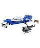 YAMAMA Die-cast Friction Powered City Police Transport Car Trailer Truck Toys For Kids With Helicopter, Rescue Boat And Police Transport Car - Multicolor