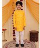 AJ Dezines Cotton Woven Full Sleeves Bandhani Designed Kurta Pyjama Set - Yellow