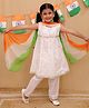 AJ Dezines Cotton Woven Independence Day Theme Sleeveless Silver Gotta Work Kurti & Salwar With Dupatta Set - White