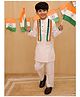 AJ Dezines Cotton Woven Independence Day Theme Full Sleeves Solid Kurta Pyjama With Tri Colour Shawl Set - White