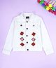 Kiddopanti Denim Woven Full Sleeves Floral Patch Detailed Jacket - White
