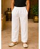 Kiddopanti Cotton Woven Solid Pyjama Set - White