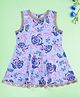 Kiddopanti Cotton Woven Sleeveless Floral Printed Gota Lace Embellished Peplum Kurti - Sky Blue & Pink