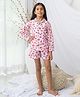 Fairies Forever Cotton Woven Full Sleeves Watermelons Printed Coordinating Shirt & Shorts Night Suit Set - Pink