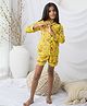Fairies Forever Cotton Woven Full Sleeves Breakfast Printed Coordinating Shirt & Shorts Night Suit Set - Yellow