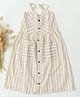 Fairies Forever Cotton Woven Sleeveless Striped Dress - Beige