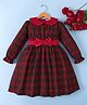 Mark & Mia Full Sleeves Checks Party Dress With Bow Applique - Red