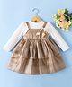 Mark & Mia Full Sleeves Solid Party Dress - Light Brown & White
