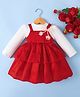 Mark & Mia Full Sleeves Solid Party Dress - Red & White