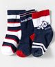 Cute Walk by Babyhug Knit Ankle Length Anti Bacterial Socks With Text Design Pack Of 3 - Navy Blue & White