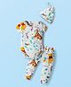 Babyhug Disney Interlock Knit Half Sleeves Onesie & Diaper Legging With Pony Cap Set  Winnie the Pooh Print- White