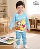 Babyhug Disney Single Jersey Knit Full Length Night Suit With Winnie The Pooh Graphics - Light Blue