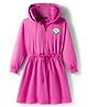 Pine Kids Cotton Knit Full Sleeves Sweatshirt Dress With Text Print - Dark Pink