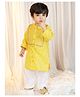Vastramay Cotton Woven Full Sleeves Bandhani Printed & Gota Lace Embellished Kurta Pyjama Set - Yellow