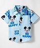 Babyhug Disney Woven Half Sleeves Shirts With Mickey Mouse Print - Blue