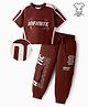 OLLINGTON ST. Cotton Half Sleeves Printed Top & Joggers Set - Brown