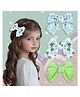 LYKAA Set Of 3  Floral Printed Hair Bow Clips - Green