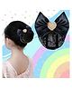 LYKAA Rhinestone Embellished  Bow Clip With Net Bun Cover - Black