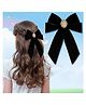 LYKAA Velvet Bow With Brooch Applique Detailed Hair Clips -  Black