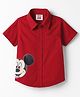Babyhug Disney Poplin Woven Half Sleeves Printed Shirt with Front and Back Mickey Mouse Graphic - Red