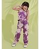AJ Dezines Cotton Woven Sleeveless Floral Printed Top & Coordinating Pant Set - Purple
