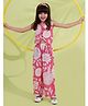 AJ Dezines Cotton Woven Sleeveless Floral Printed Top & Coordinating Pant With Hair Band Set - Pink