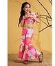 AJ Dezines Cotton Blend Woven Half Sleeves Floral Printed Mirror Work Detailed Top & Palazzo Set - Pink