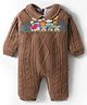Yellow Apple Knit Full Sleeves Romper with Train & Animal Design - Brown