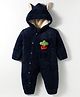 Yellow Apple Knit Full Sleeves Romper With Carrot Embriodery & Ear Applique -Navy Blue