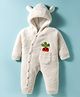 Yellow Apple Knit Full Sleeves Romper With Carrot Embriodery & Ear Applique - Ivory